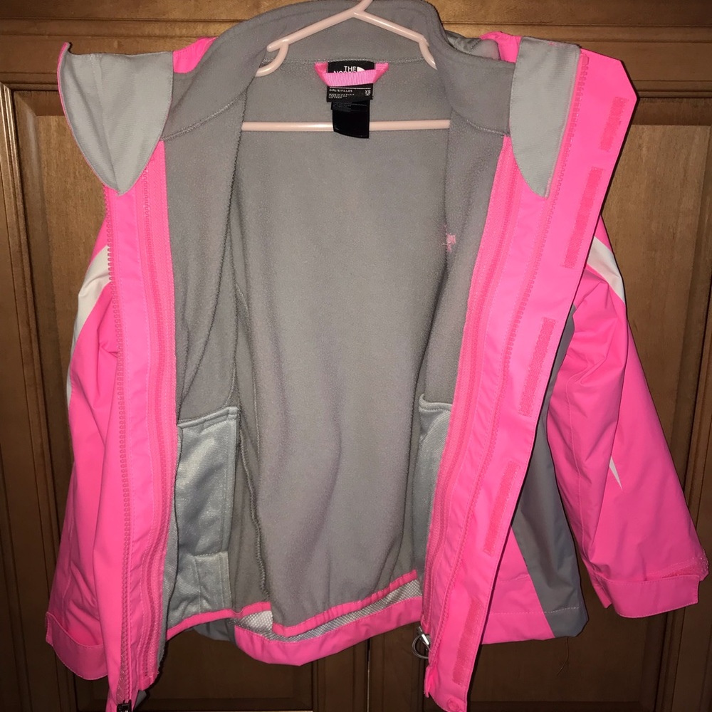 North Face 3-1 neon pink/grey jacket